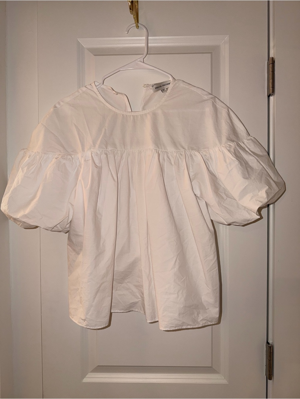 English Factory Ivory Puff-Sleeve Blouse